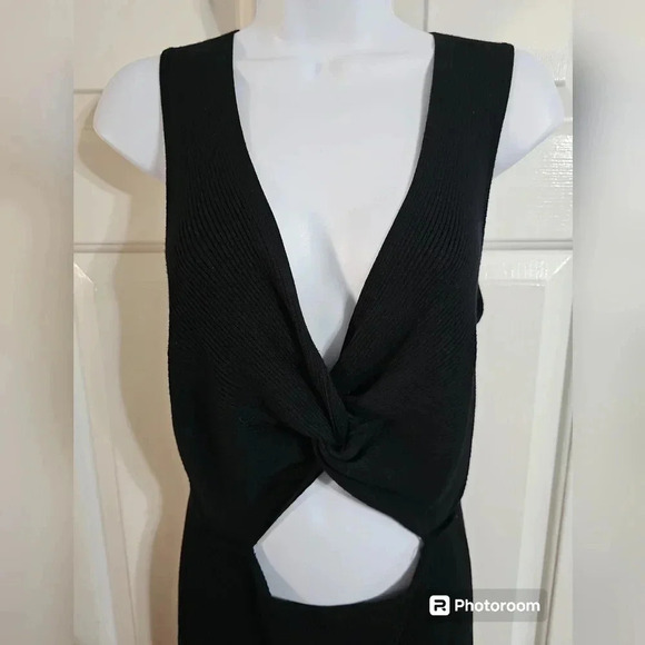 Say What? XL Y2K Ribbed Cutout Tank Midi Dress Goth Grunge Edgy - Picture 3 of 8